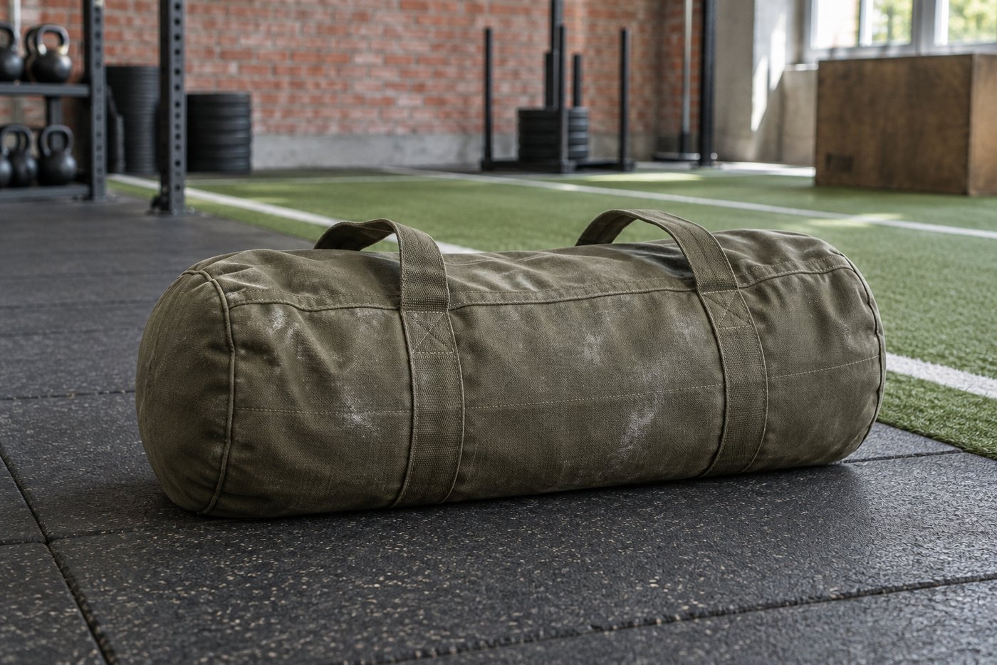 Sandbag on a gym training lane