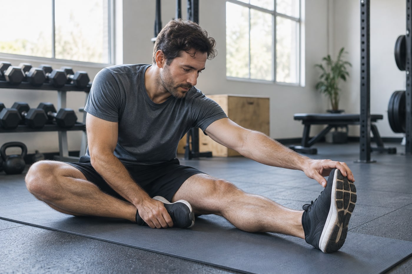 An athlete stretching during a recovery session